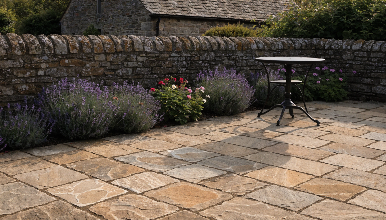 AI concept illustrating Natural stone patios