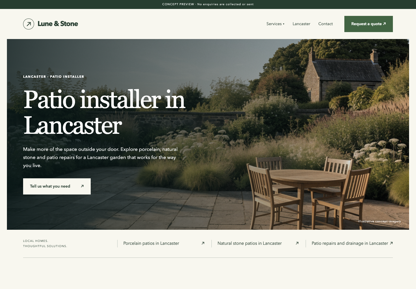 Website preview: Patio installer in Lancaster
