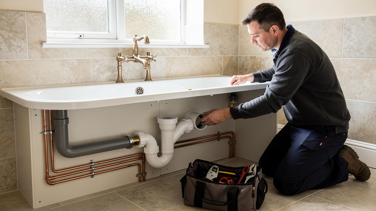 AI concept illustrating Bathroom plumbing