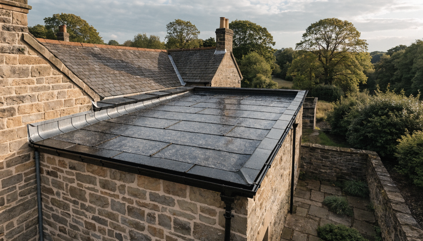 AI concept illustrating Flat roof repairs
