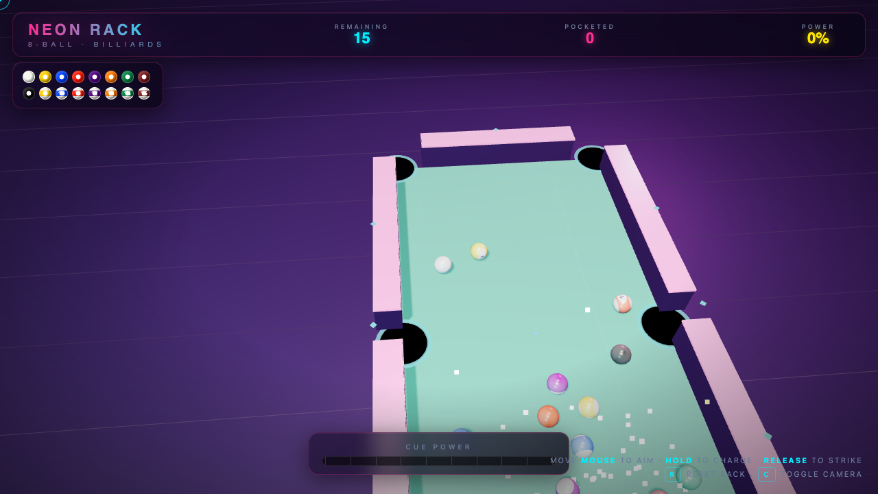3D pool game built by GLM 5.2