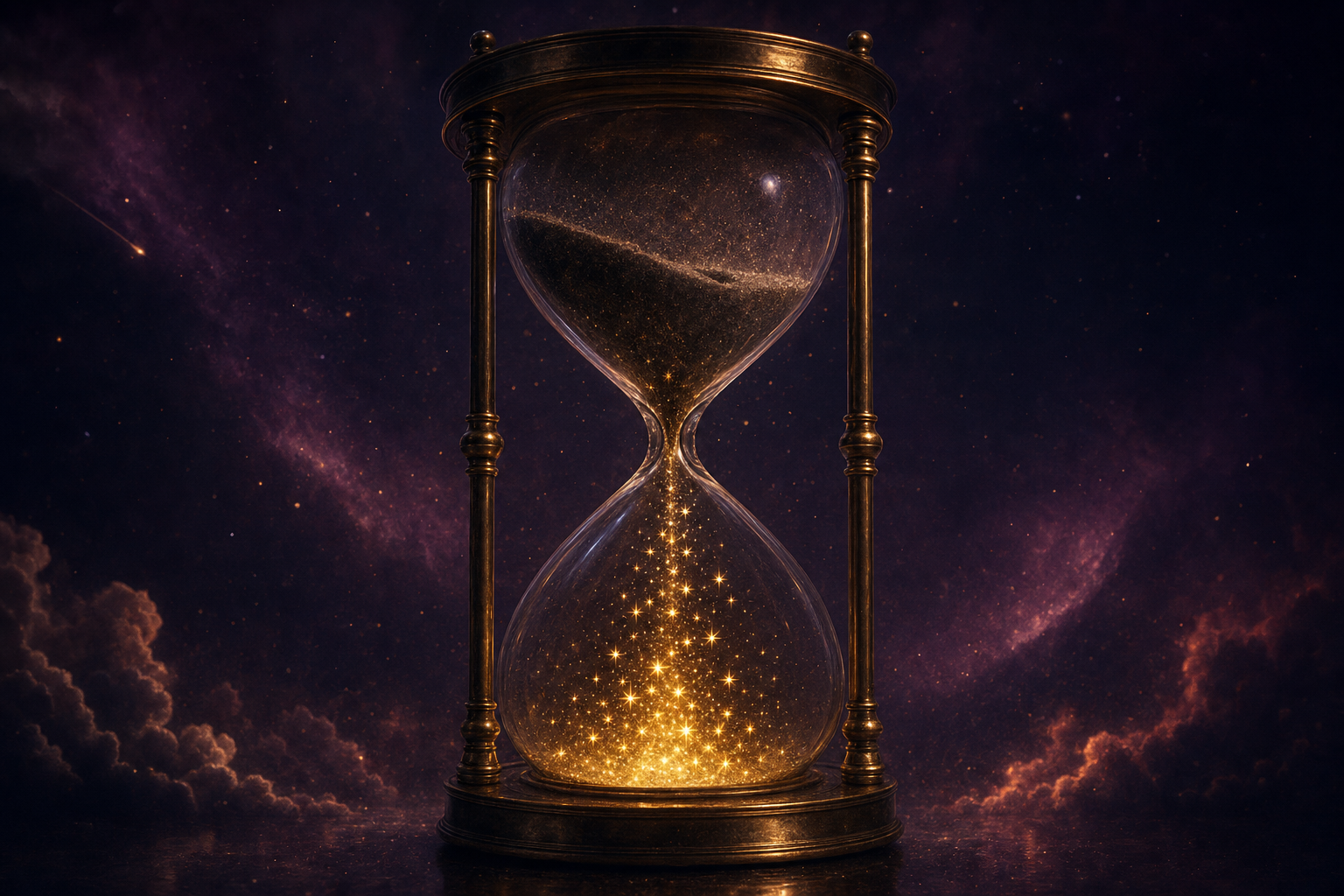An hourglass with sand flowing from a dim Gemini CLI chamber into a glowing Antigravity CLI chamber below — editorial illustration of the migration window
