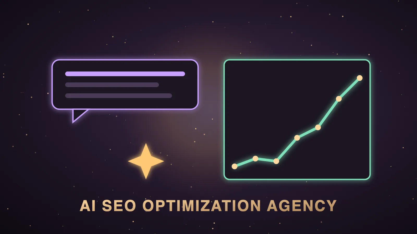 A dark Agent OS dashboard with five small AI answer cards labelled ChatGPT, Perplexity, Gemini, Claude and Google AI Overviews, one brand name glowing gold in each, with agents logging dated answers into a shared memory panel
