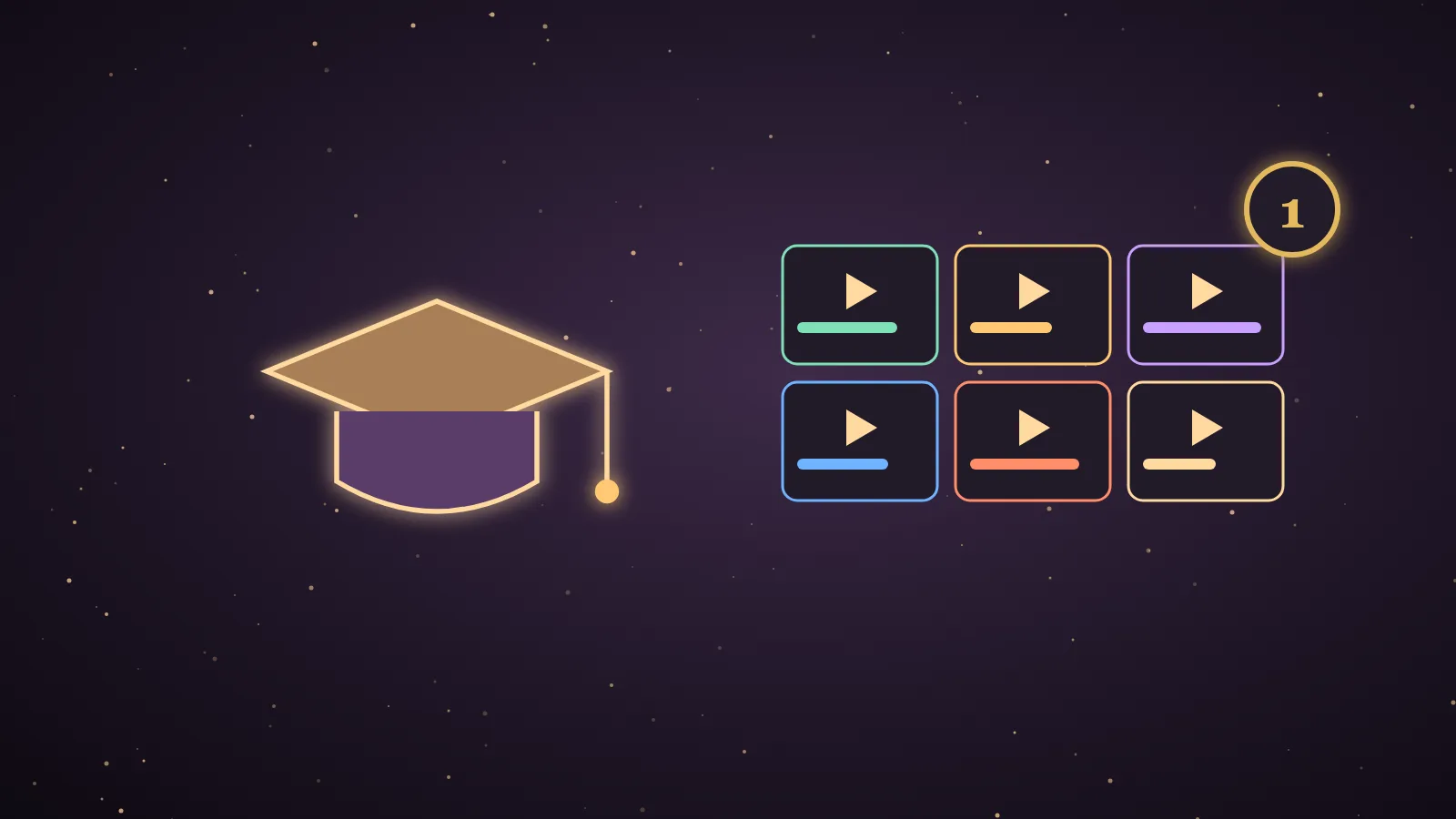 A glowing ranked podium of nine course cards beside an agent operating system dashboard, with small AI agent icons carrying lesson pages into a shared memory vault and a task board