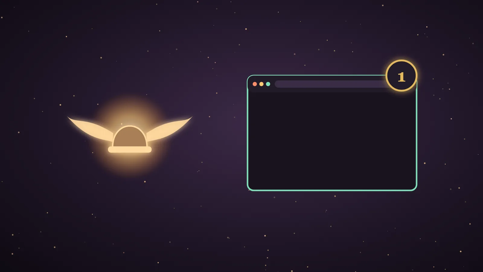 A glowing agent at a dashboard desk choosing between eight labelled browser windows, with a local Chromium window highlighted in front and cloud browsers floating behind, on a dark aubergine background