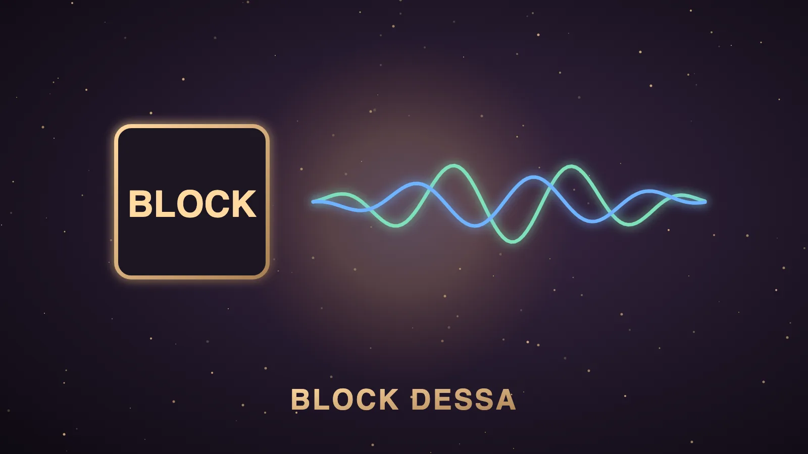 A small team of researchers in a dark aubergine lab listening to a glowing waveform rising from a MacBook Pro, with a faint Agent OS dashboard and a butler-voice orb in the background, illustrating Block Dessa