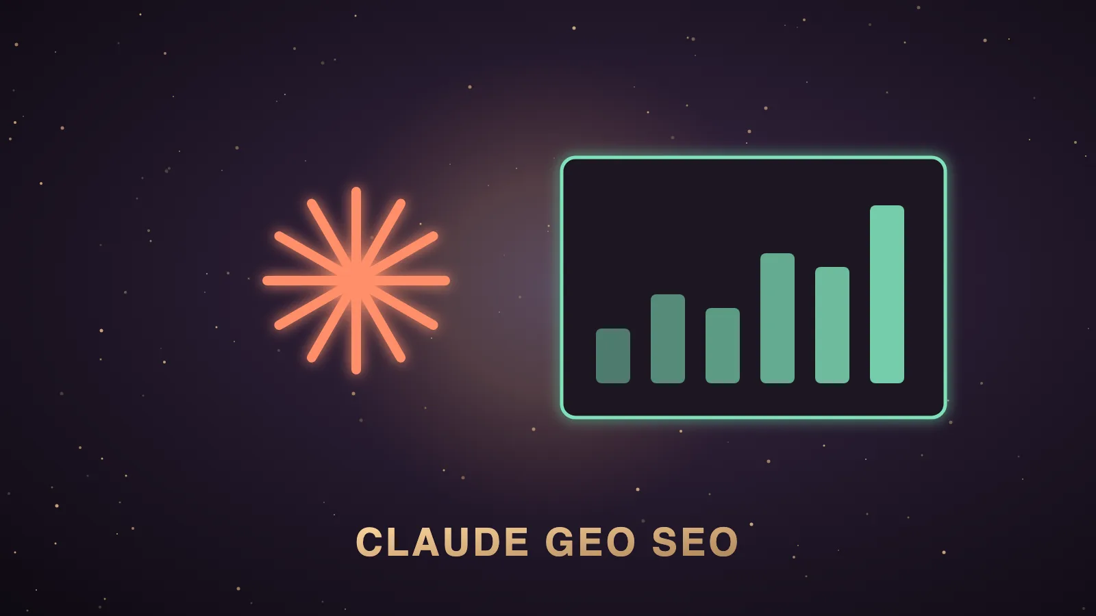 A dark Agent OS workspace with a Search Console chart on the left, a Claude panel drafting an article in the middle and a gold checklist labelled fact-check on the right, linked by glowing lines to a Google AI answer card