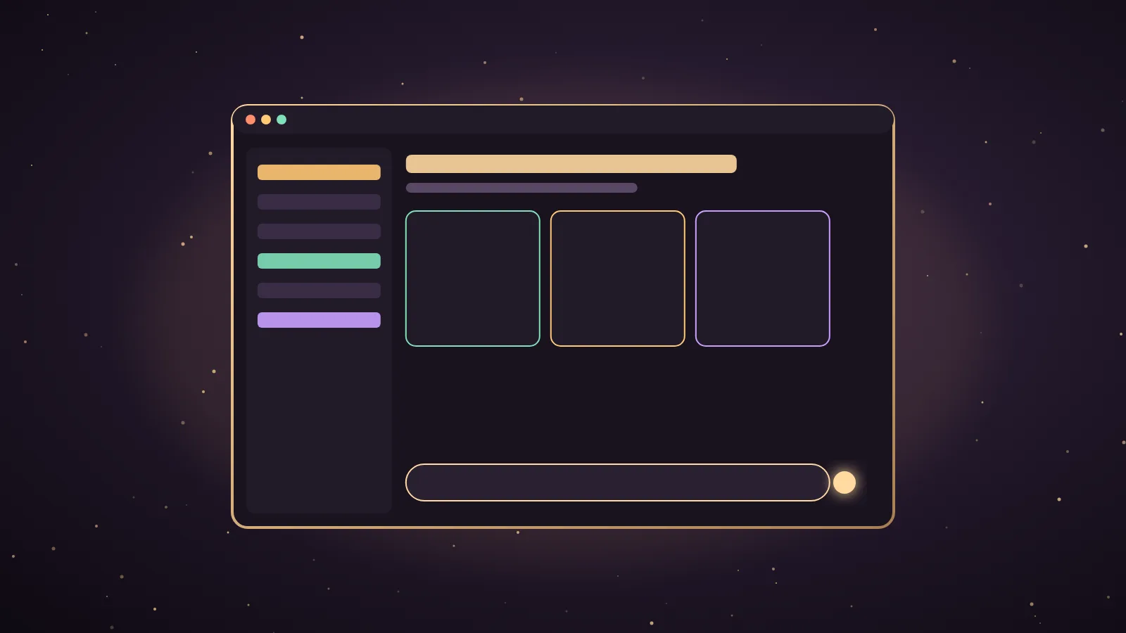 A glowing full-screen operating system dashboard with a central Hermes orb, side panels for spaces, missions, memory and automations, and a soft morning greeting