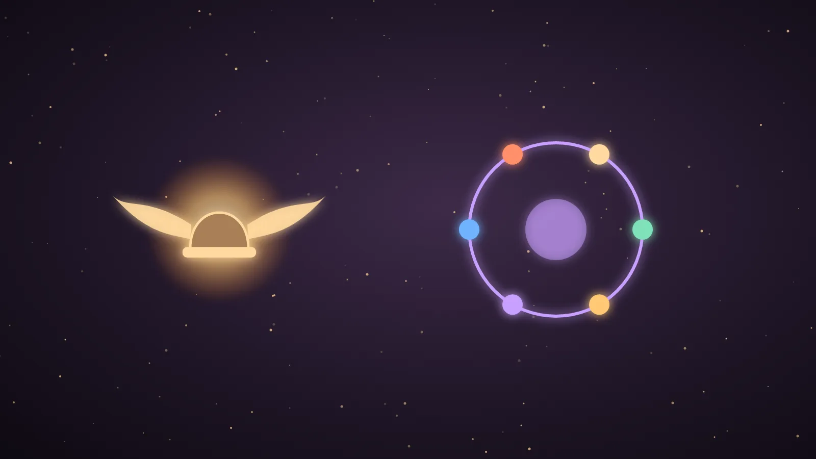 A golden winged Hermes helmet glowing above an open laptop in a dark aubergine room, with a small research-lab emblem behind it and floating icons for memory, tools, chat and a clock, illustrating Hermes Agent by Nous Research