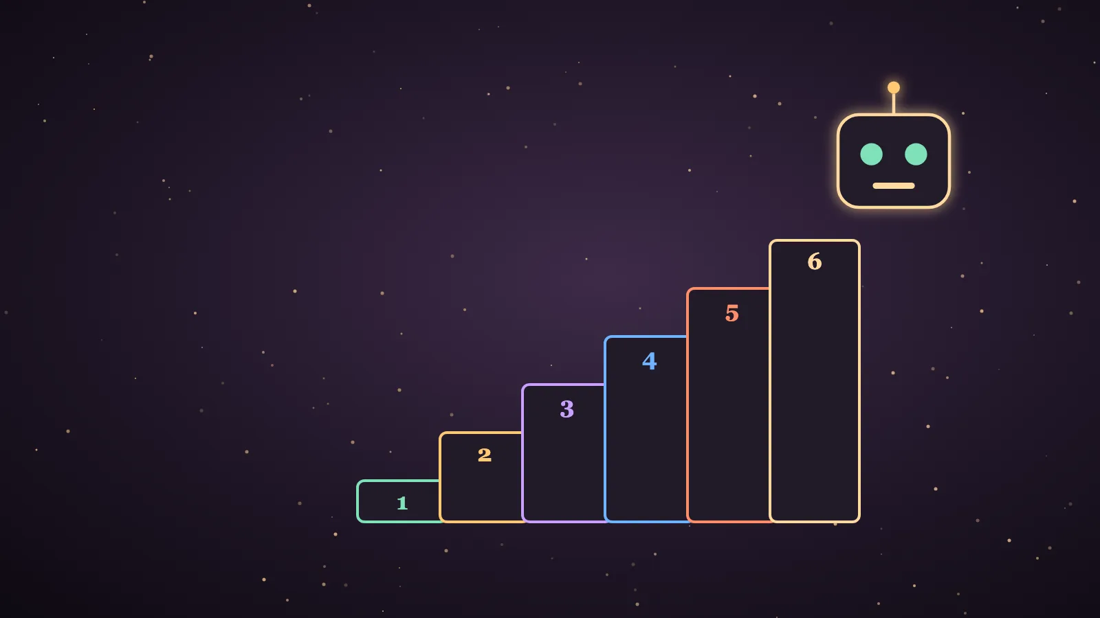 A friendly beginner at a laptop with one small glowing AI agent on screen, and a five-rung ladder beside the desk rising from a single agent to a full dashboard of agents sharing one memory
