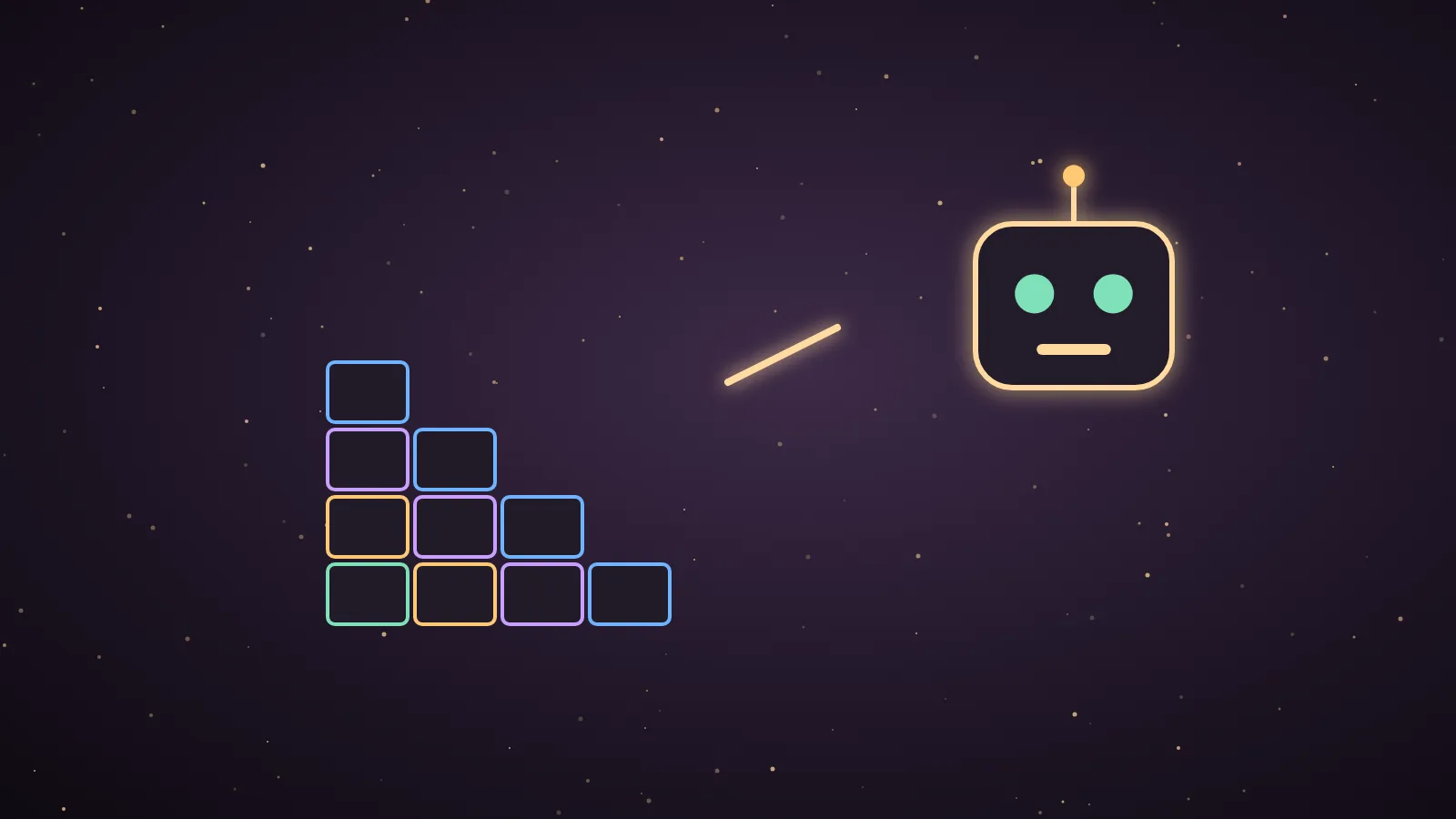A glowing staircase of seven steps rising towards an agent operating system dashboard, each step labelled with a small icon for a clock, an envelope, a radar, a brain, a book, a kanban board and a control panel, lit in aubergine and gold