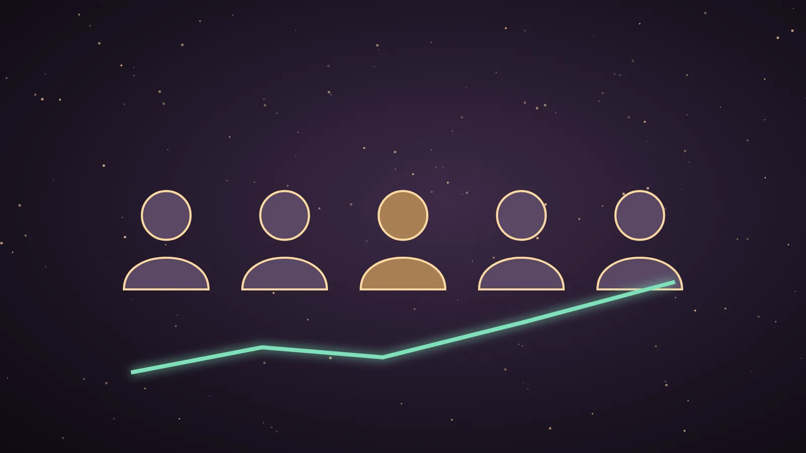 Nine glowing specialist badges arranged in a ring around a golden search bar in a dark aubergine hall, illustrating the top SEO experts by speciality