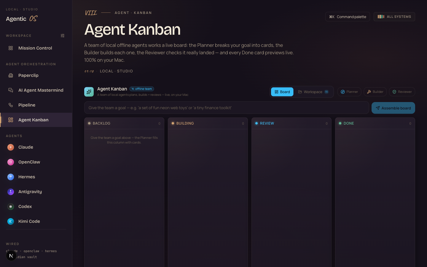 Agent Kanban board