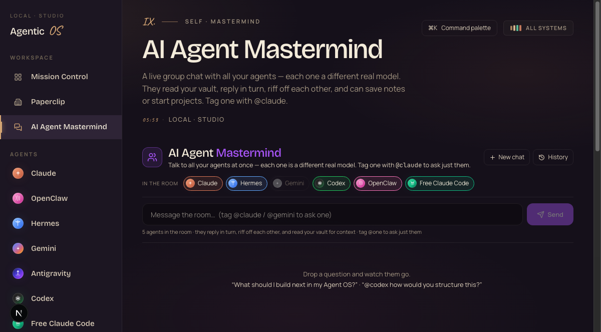 The Agent Room — Claude 5 in the group chat
