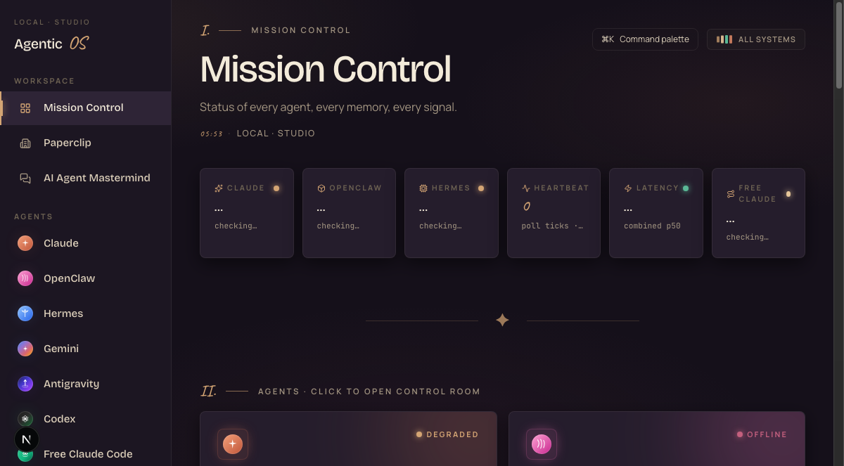 Mission Control — the Agent OS dashboard