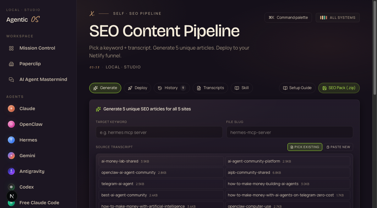 The SEO engine inside the Agent OS — now running Claude 5