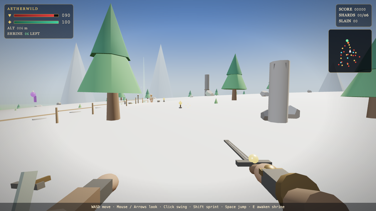 Grok 4.7 one-shot build of skyrim — GoldieBench playtest frame