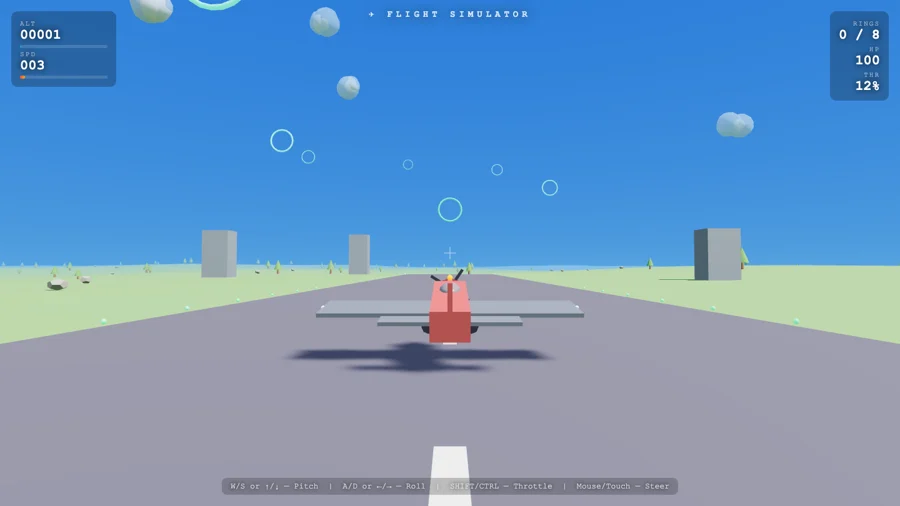 Flight Sim — one-shot build by DeepSeek V4 Flash