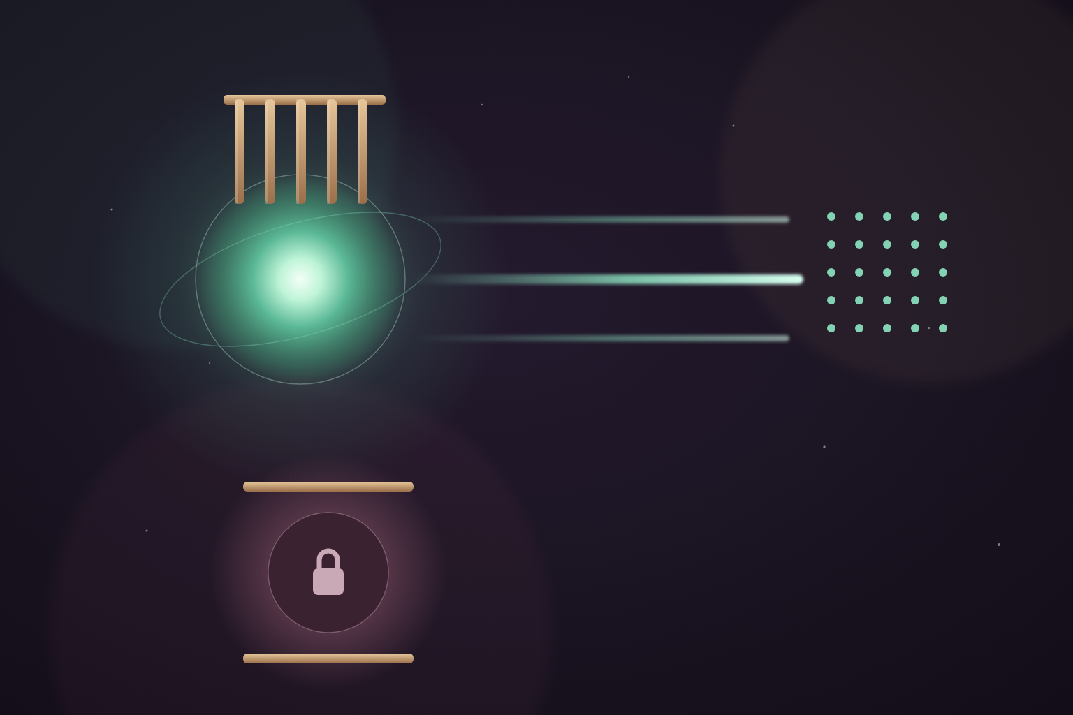 Claude Mythos 5 shown as a glowing core with its gate lifted, beaming access out to a grid of about 100 institution dots, while Fable 5 sits below still fully caged behind bars with a padlock