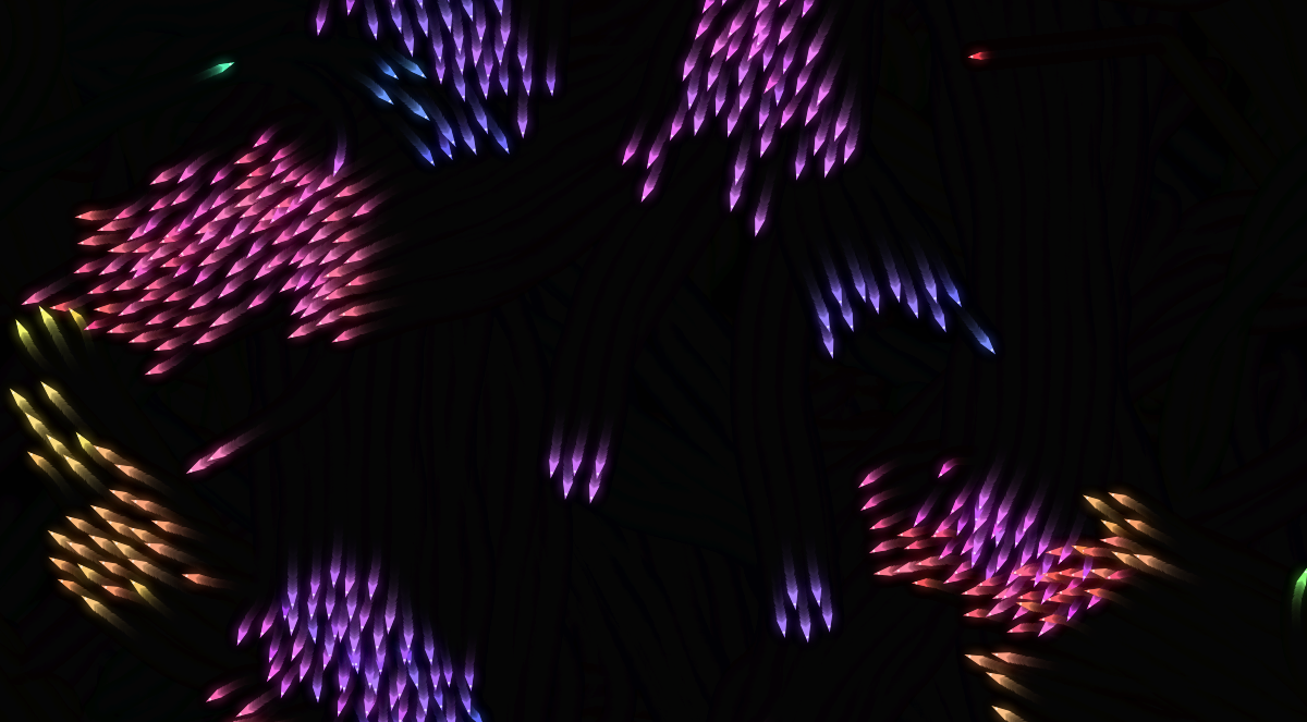 A flocking boids animation built by free AI
