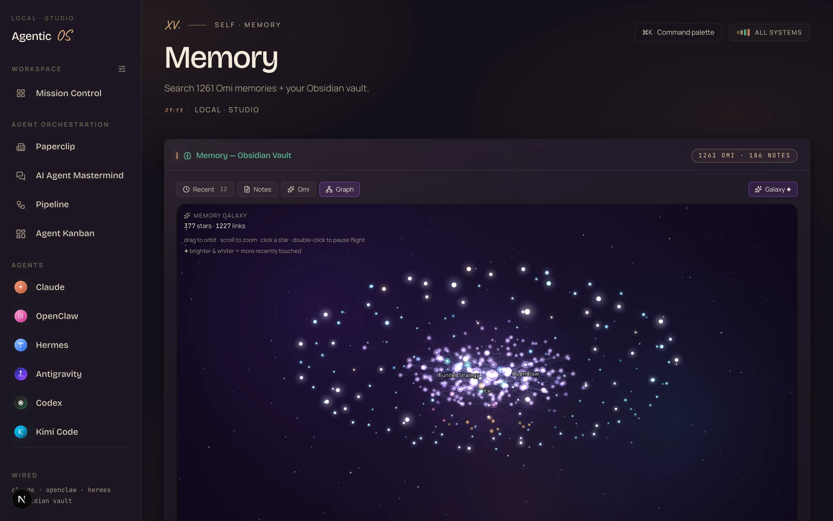 Agent OS Memory Vault showing Obsidian integration