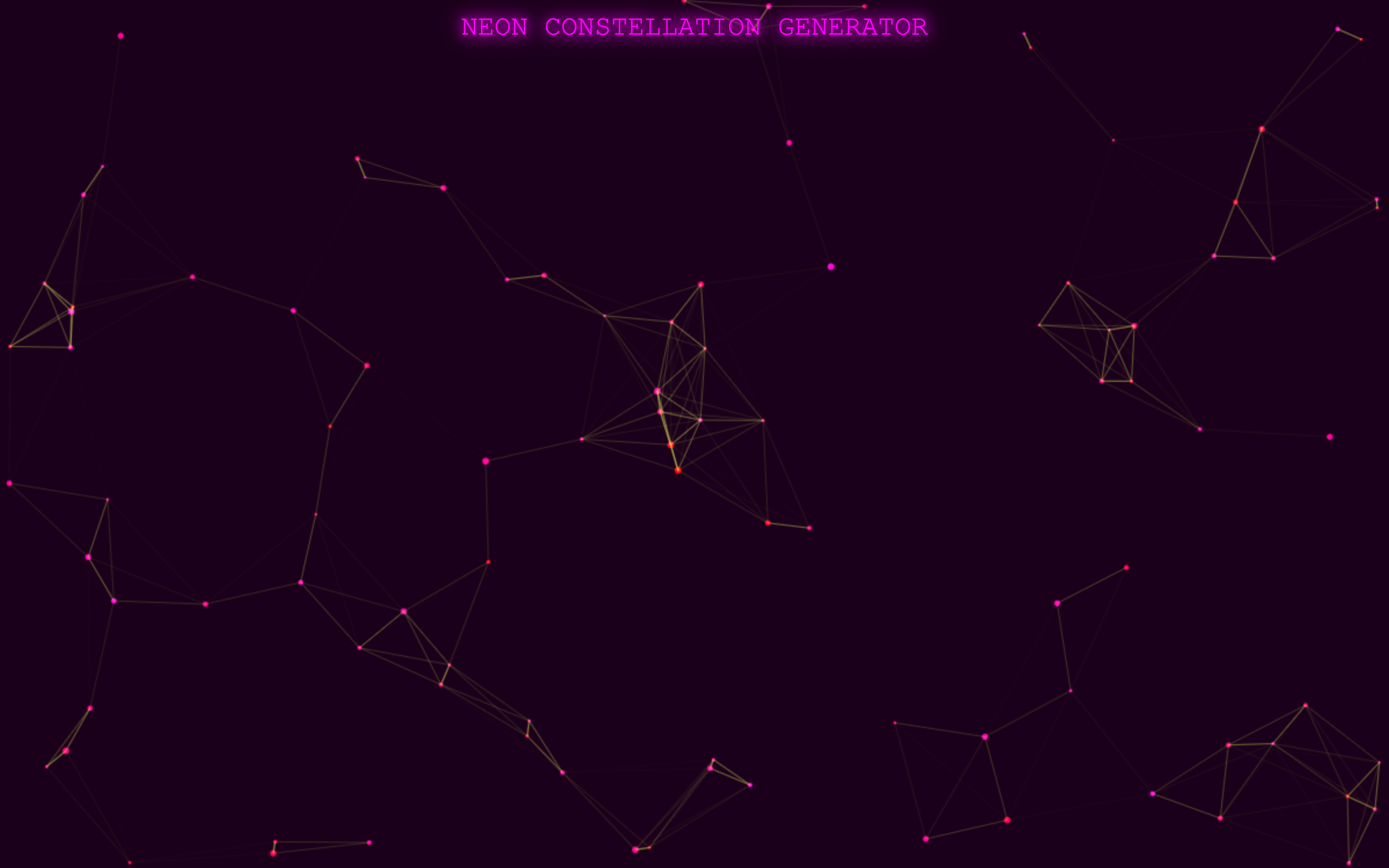 A neon constellation generative-art toy the free model built — glowing particles connected by lines on a dark background