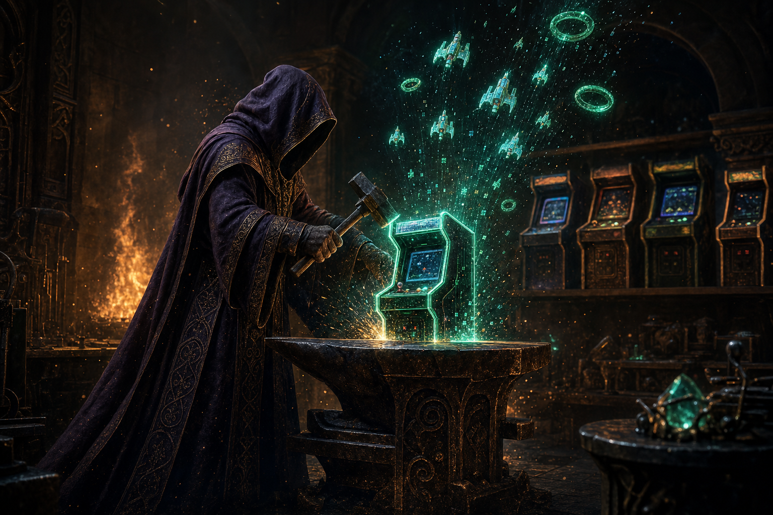 The Game Forge — a sentence hammered into a playable game