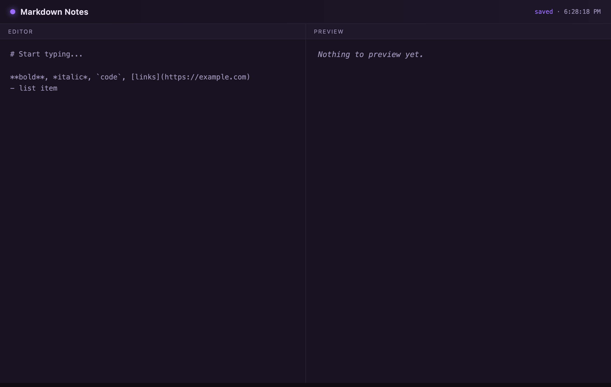 Markdown notes app built by GLM Code