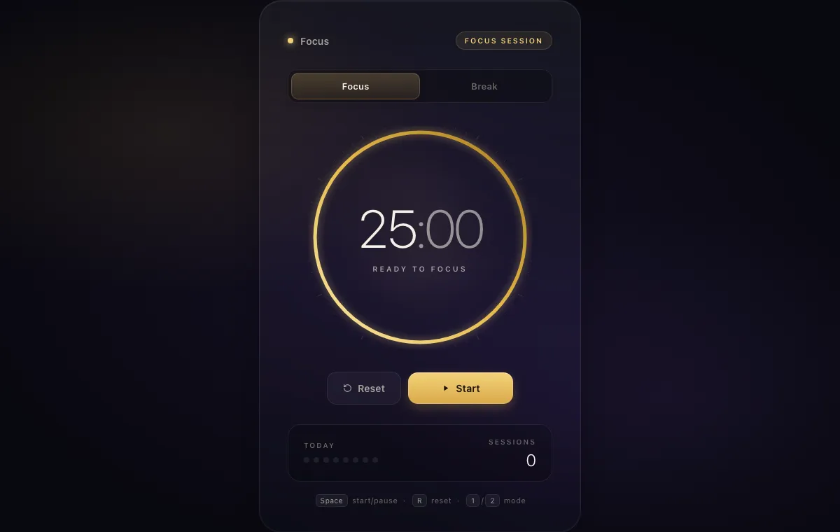 Pomodoro Focus Timer — built by the loop
