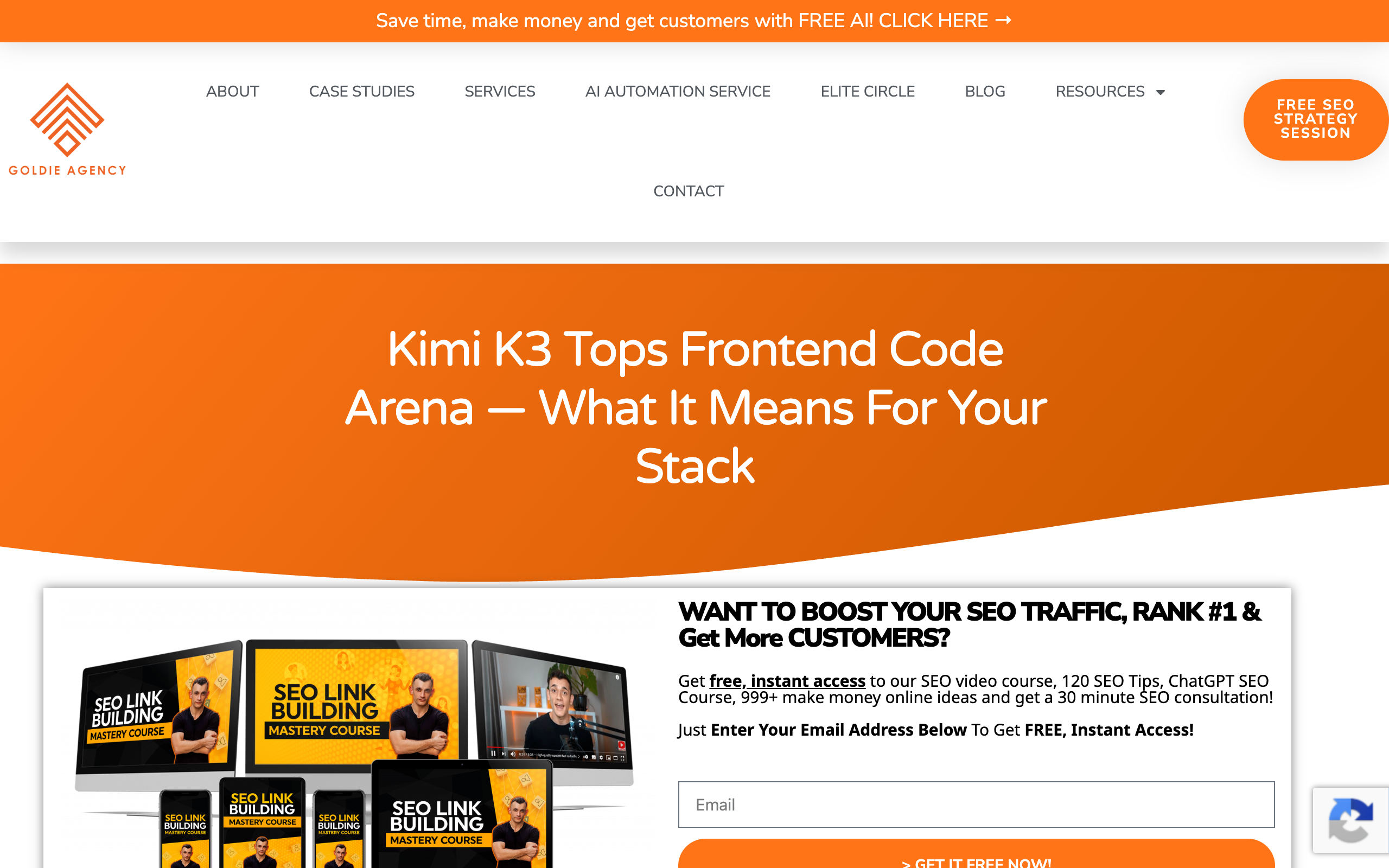 The published Kimi K3 article live on juliangoldie.com — a post that began as a 6am Radar signal