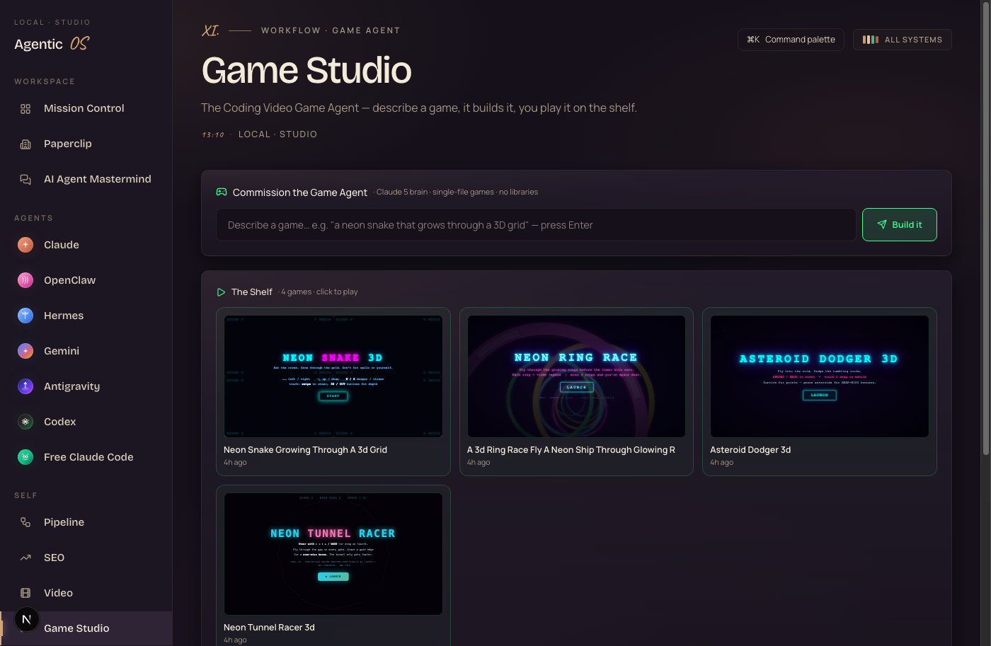 Game Studio — build and preview games right in the dashboard
