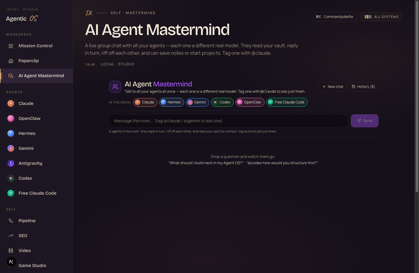 The AI Agent Mastermind — a live group chat with every agent