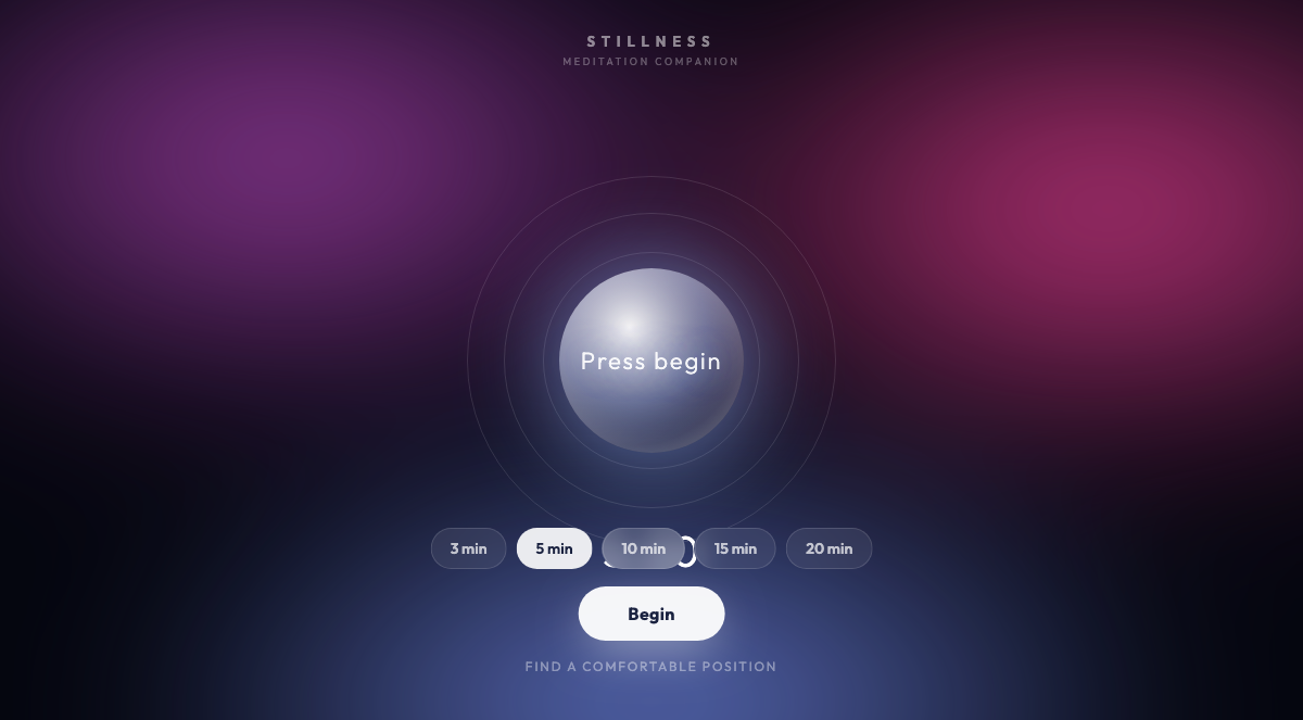 Stillness meditation timer