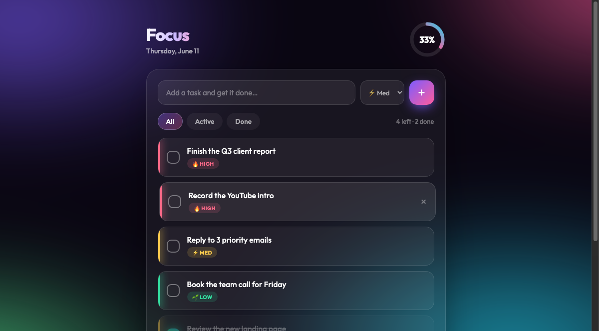 Focus to-do app