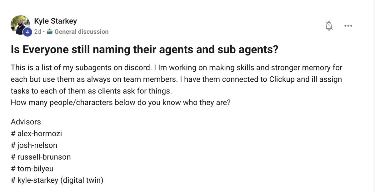 Member post: naming agents and sub-agents