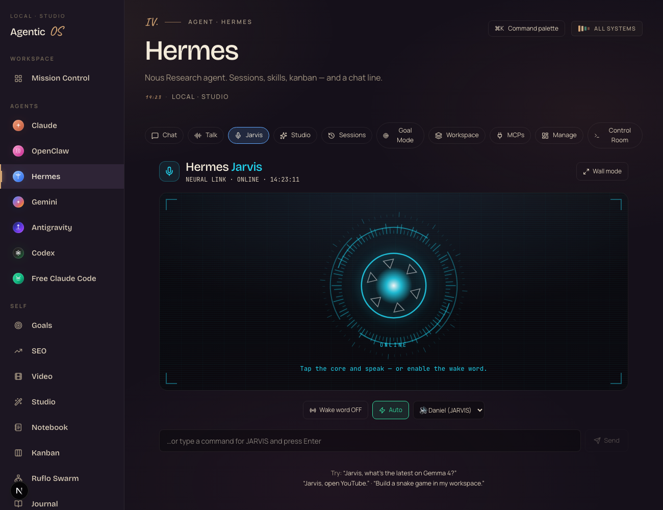 Voice-to-build — Jarvis builds an app on-device and previews it live in the HUD