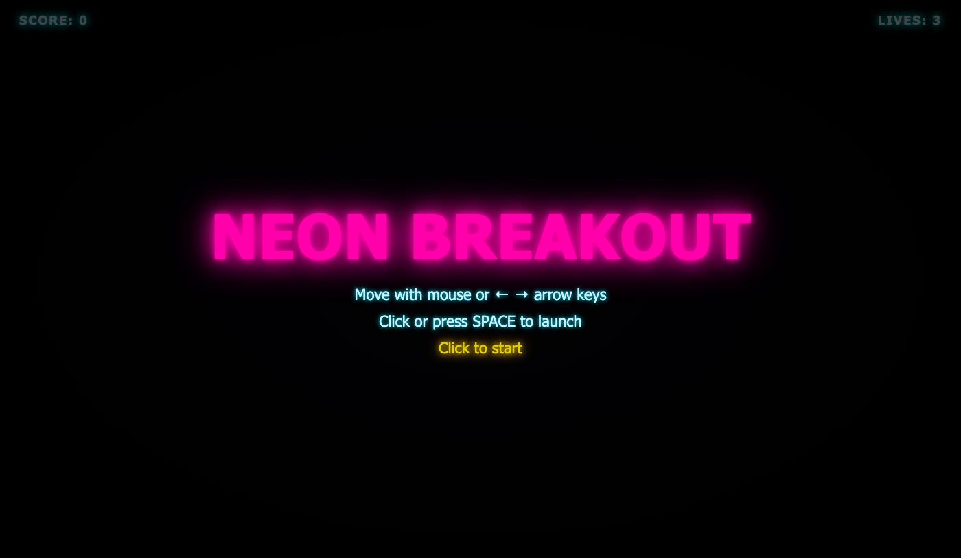 Neon Breakout — a playable game