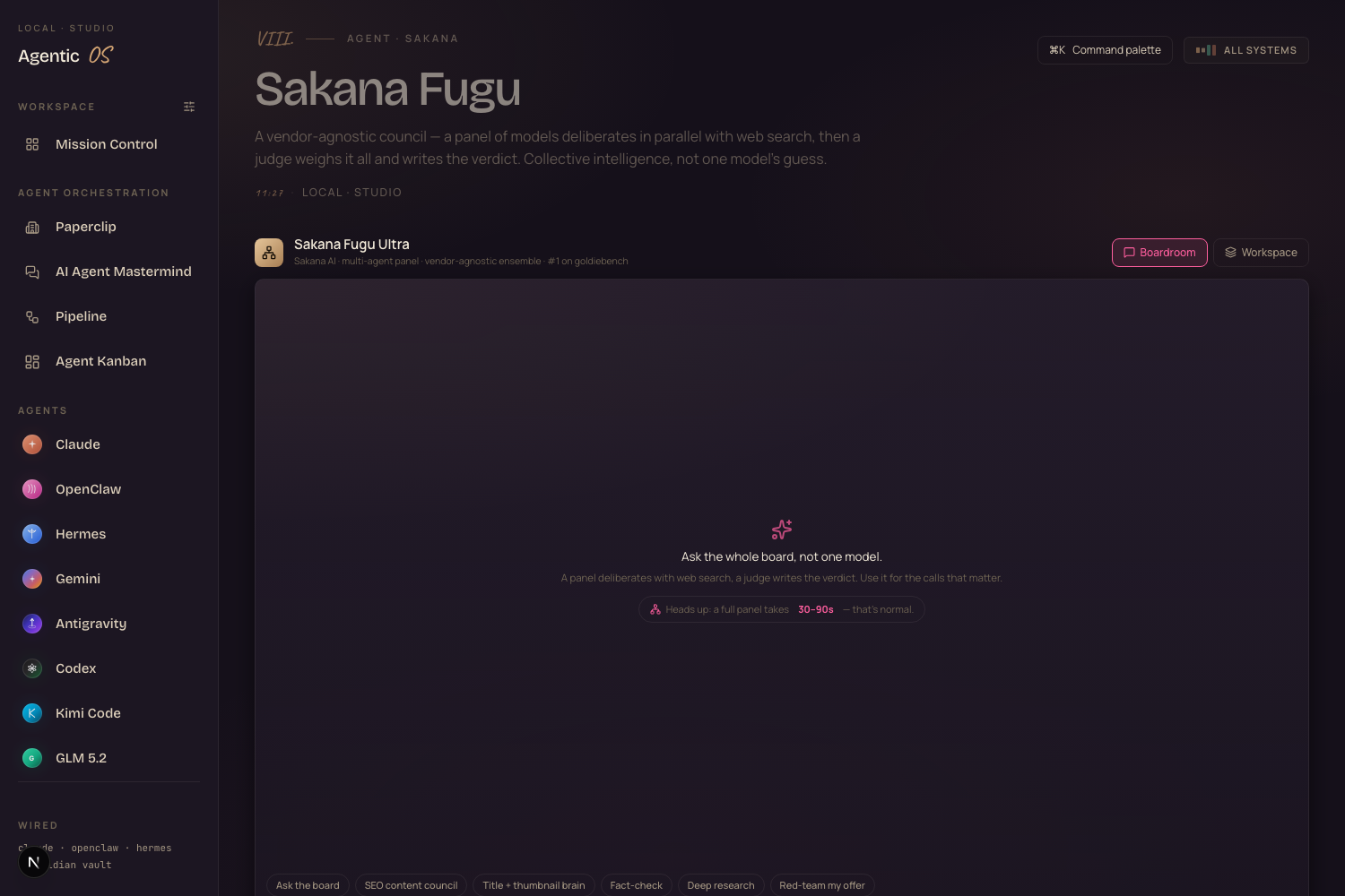 Sakana Fugu in the Agent OS — a vendor-agnostic council of models with a judge
