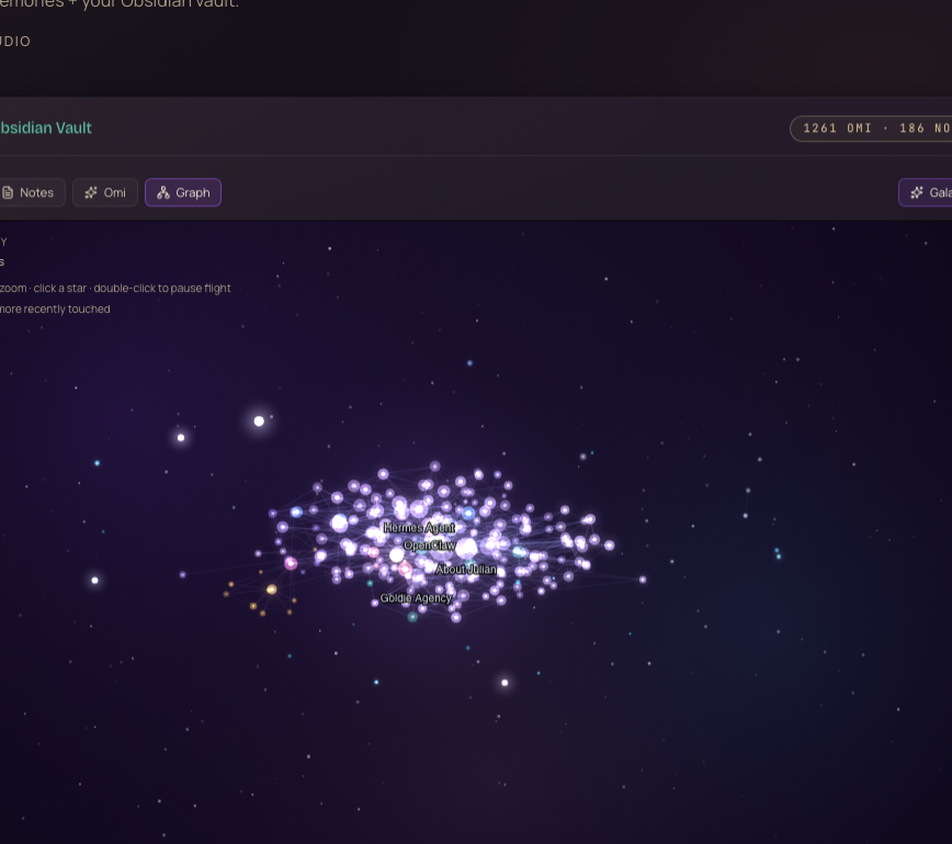 The Memory Galaxy — the Obsidian vault as a 3D star map