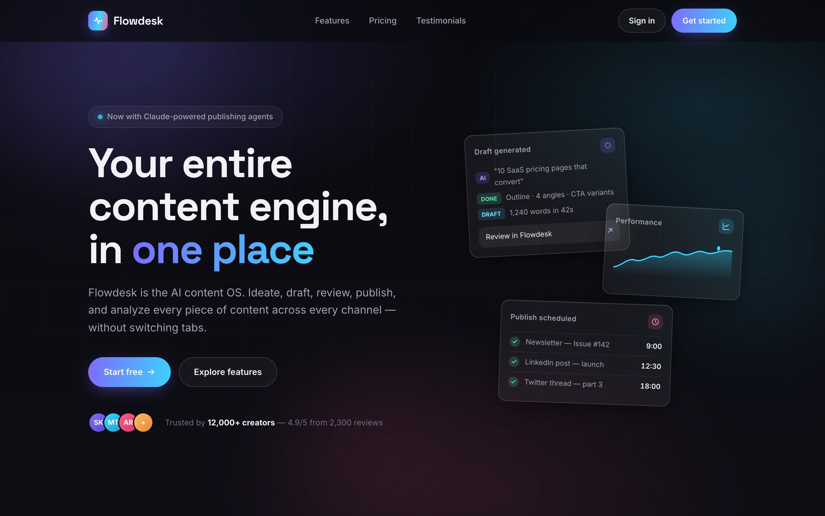 Flowdesk SaaS landing page built by OpenCode