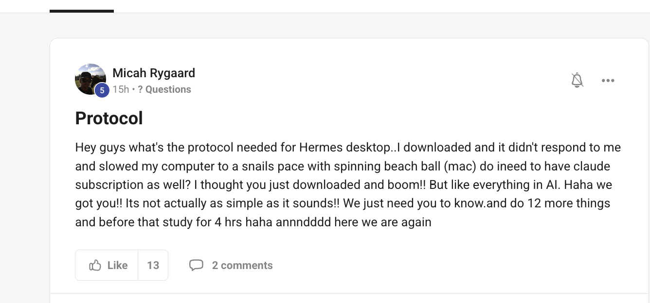 Q10 — “Protocol” — Hermes desktop vs the OS