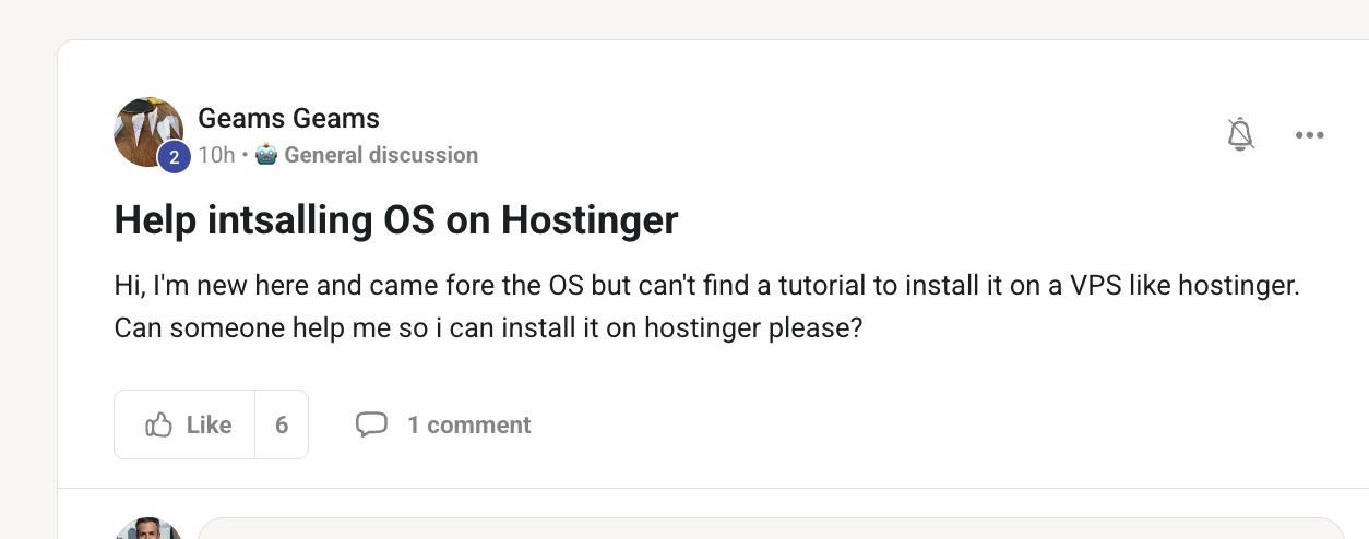 Q11 — Help installing the OS on Hostinger
