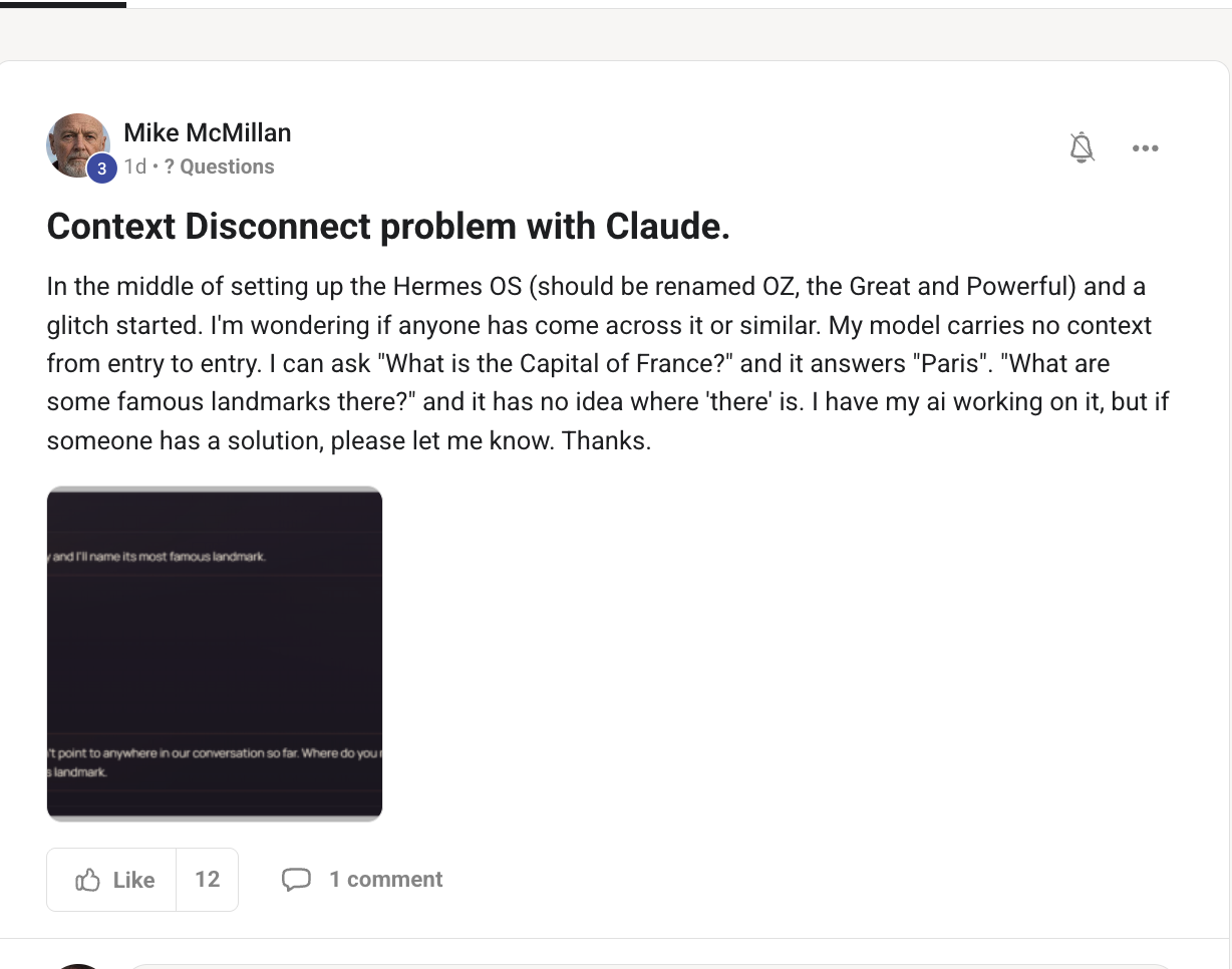 Q14 — Context disconnect problem with Claude
