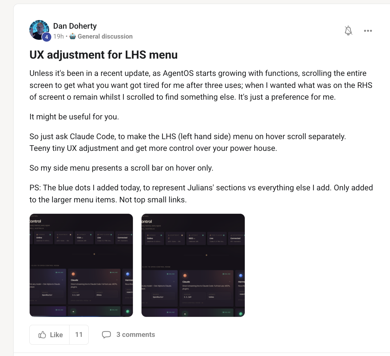 Q6 — UX adjustment for the left-hand menu