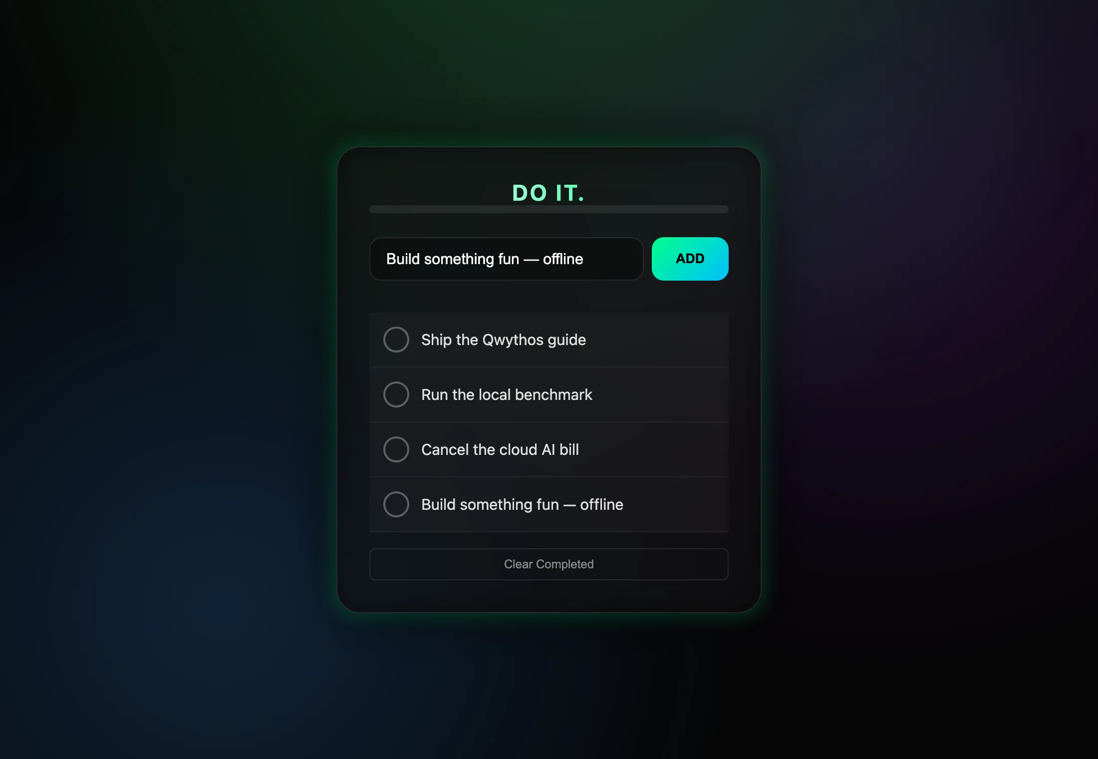 A dopamine to-do app Qwythos built, with progress bar and confetti
