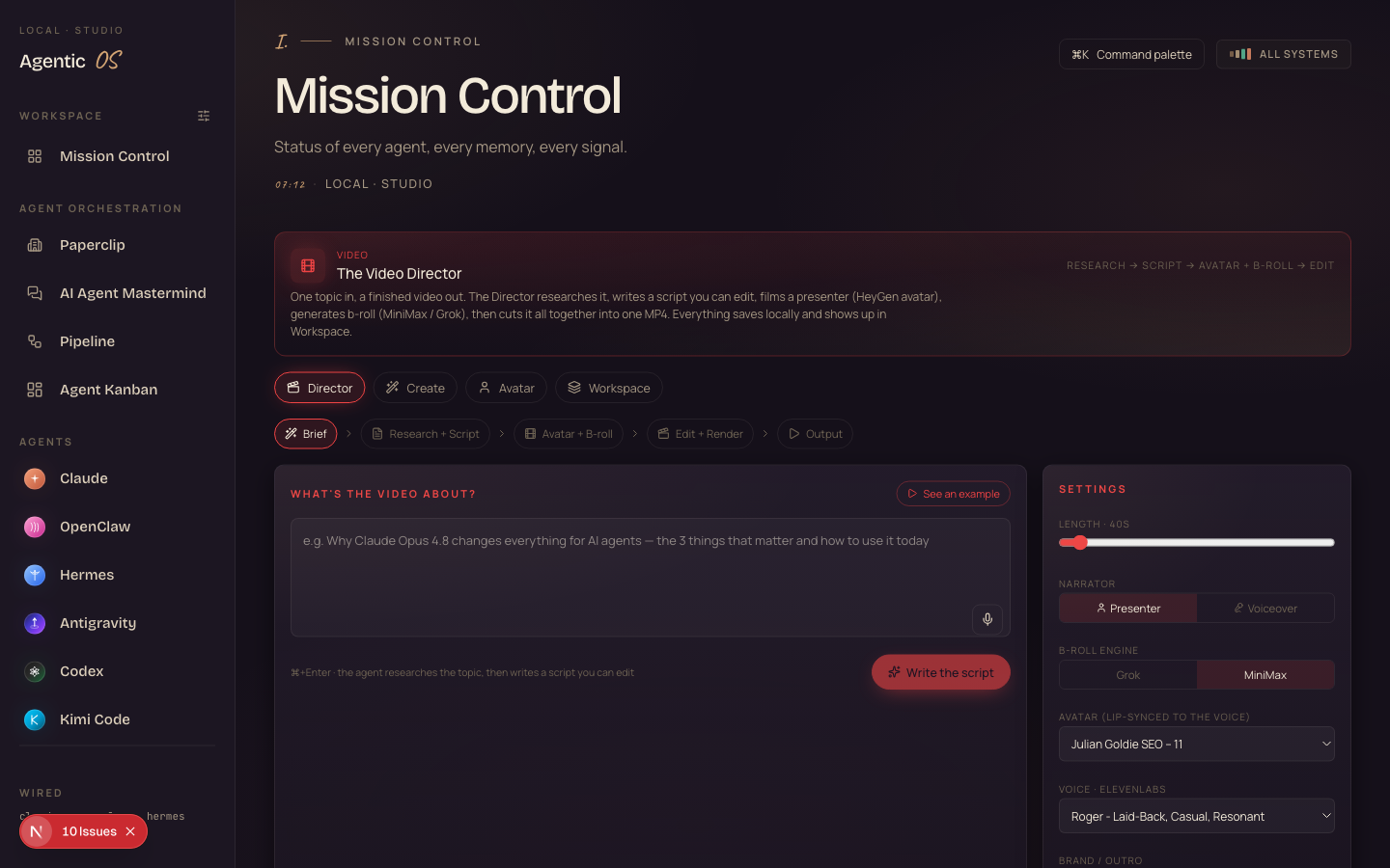 The Agent OS Video Director — describe the video and it scripts and assembles it