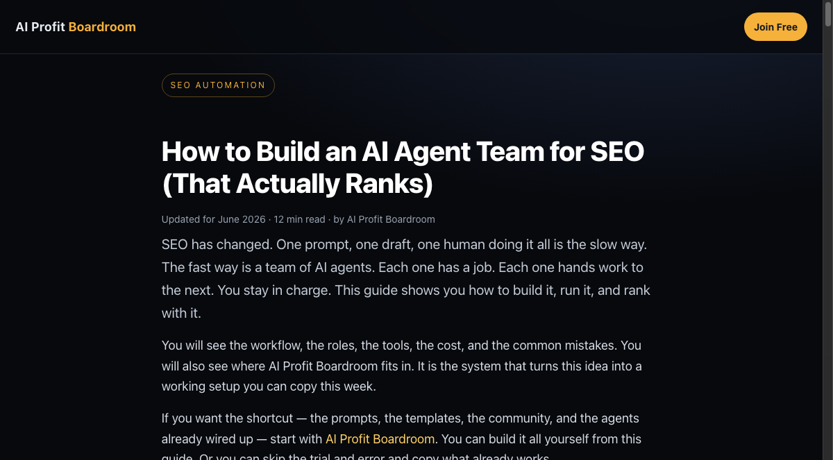The Goldie SEO Assembly Line™ — 4 AI Employees, 1 Live Page