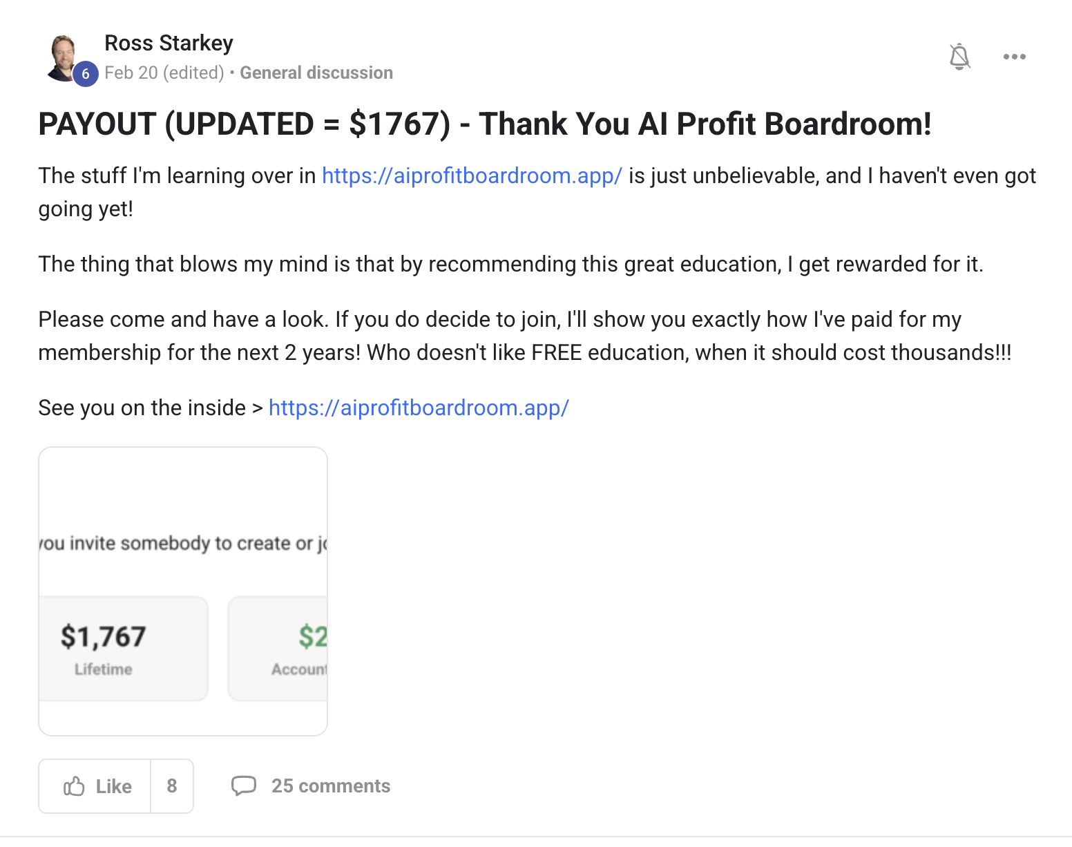 AI Profit Boardroom member testimonial #3