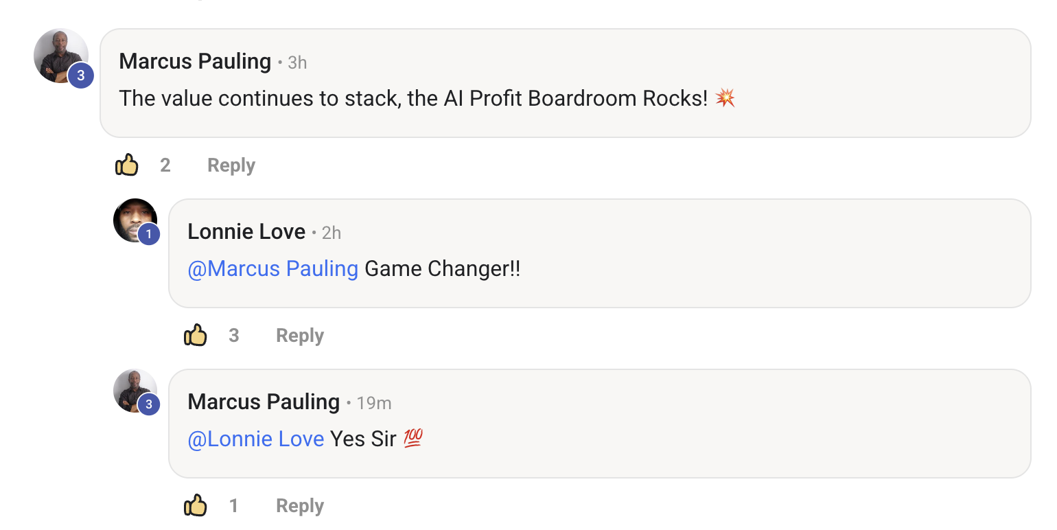 AI Profit Boardroom member testimonial #163