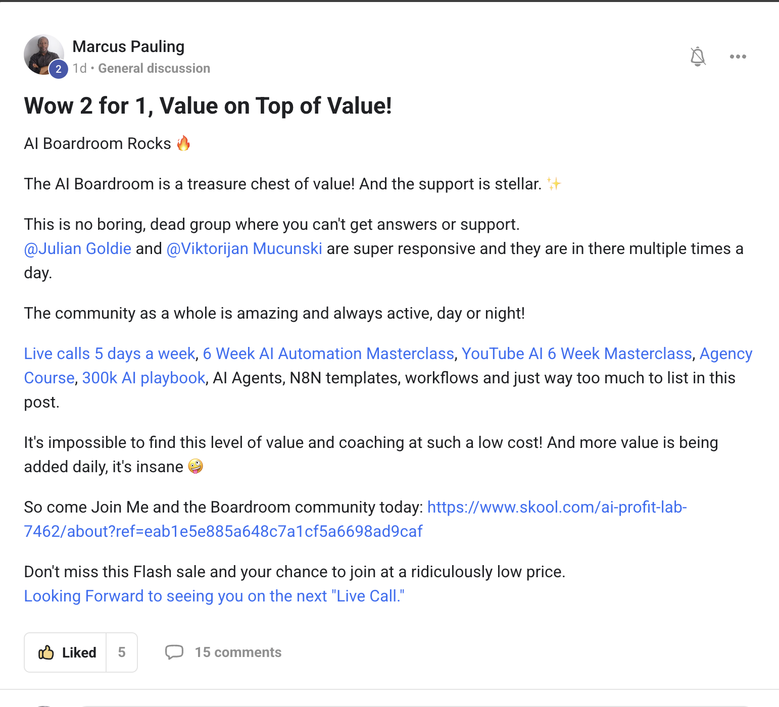 AI Profit Boardroom member testimonial #119